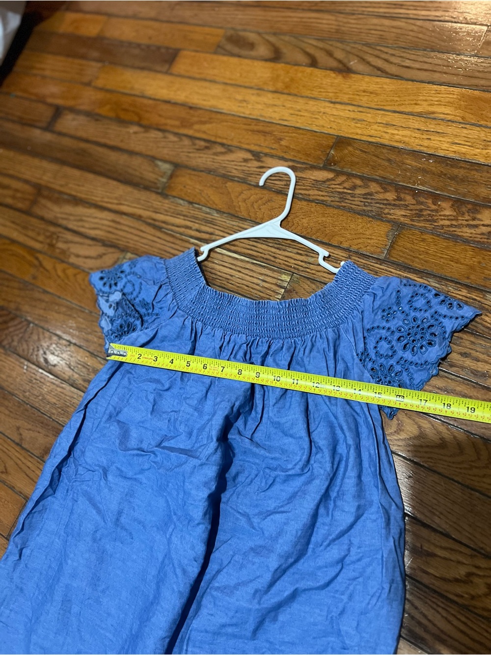 Old Navy Light Blue Off-Shoulder Eyelet Mini Dress size L - Picture 9 of 10